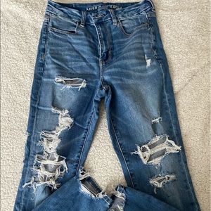 American Eagle Curvy Ripped Jeans Medium Wash